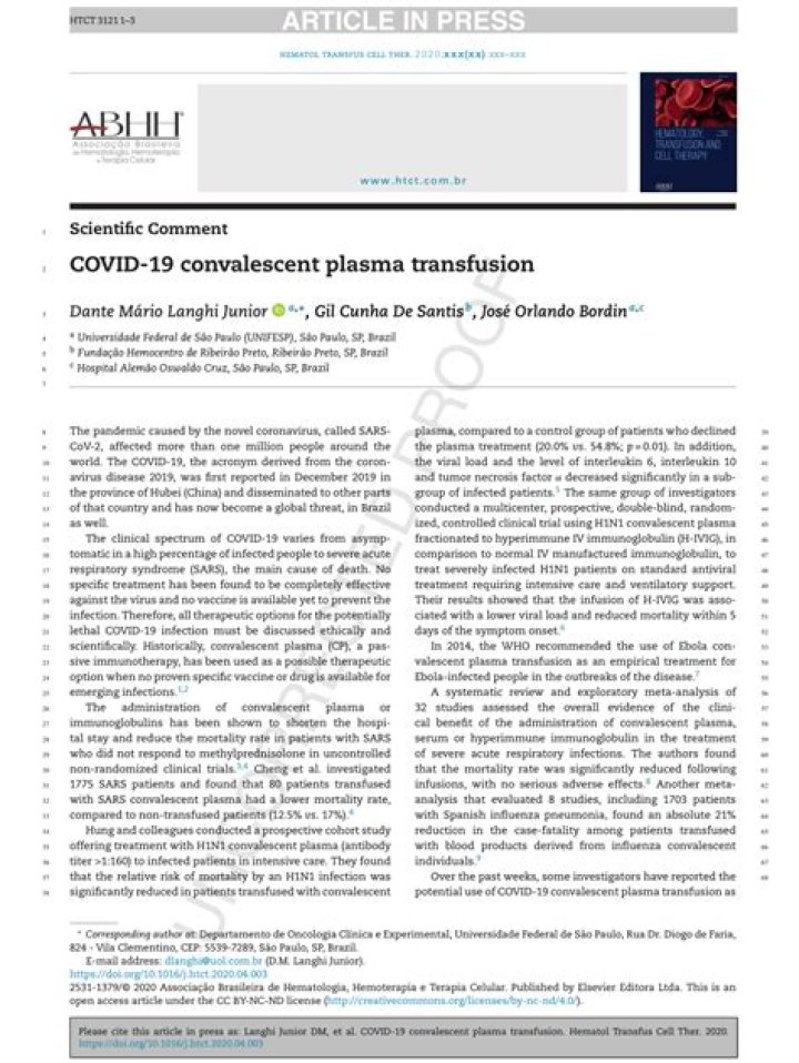 When plasma transfusion required in covid 19?